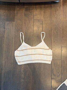 ASOS Design Cream Knit Camisole with Beige Stripes